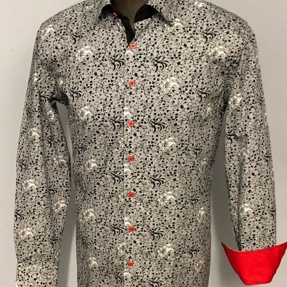 steven land Other - Steven land shirt gray floral trim fit red Kufo